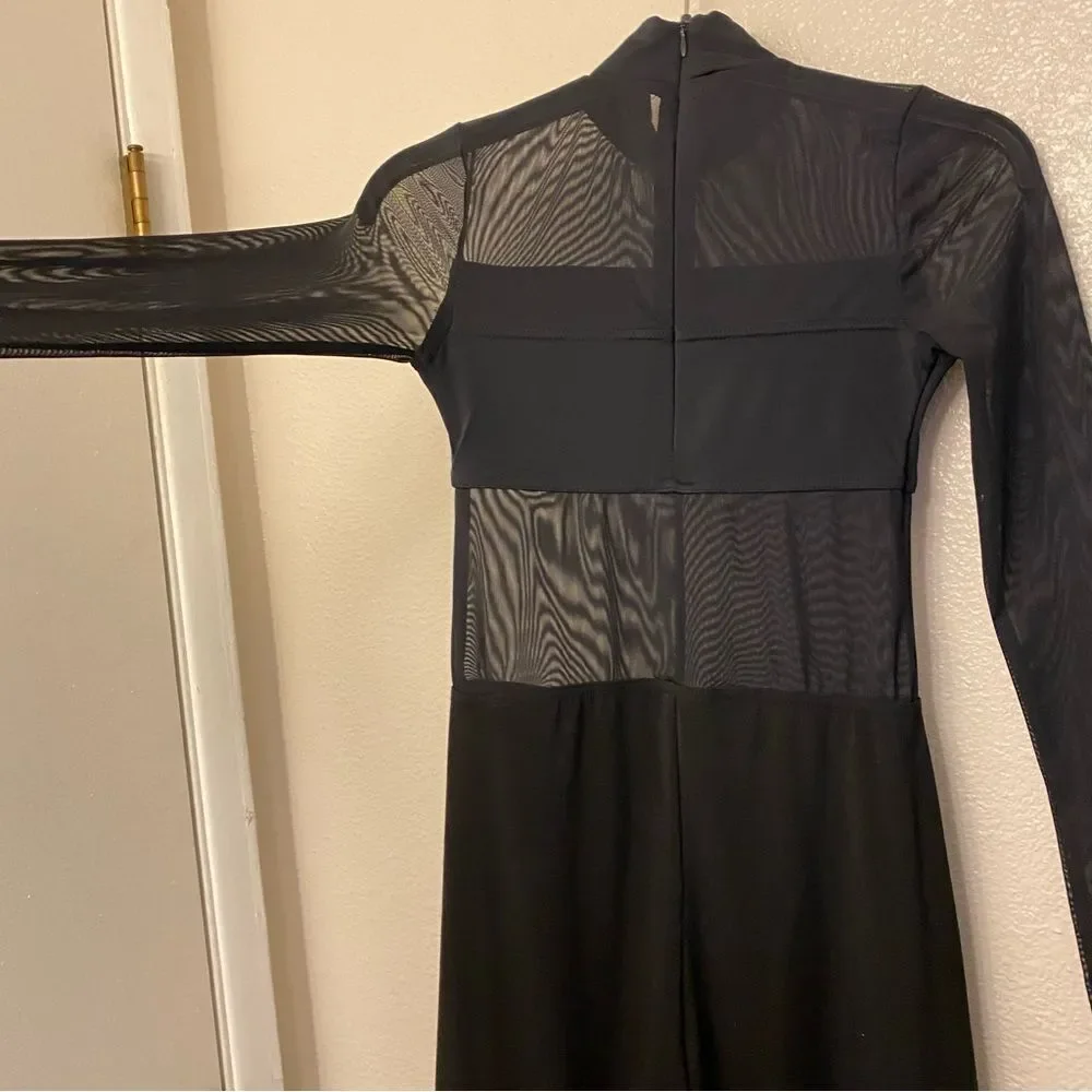 WEISSMAN Balera Dance Costume black Culotte Unitard With Mesh MJ11187 LA adult
